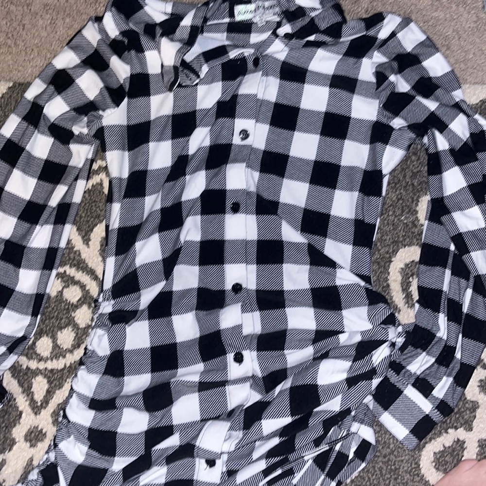 Plaid button down dress